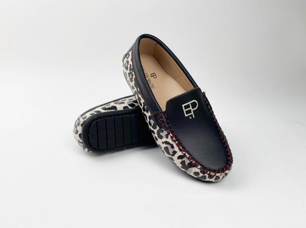 Leopard/Black Combo Leather Loafer